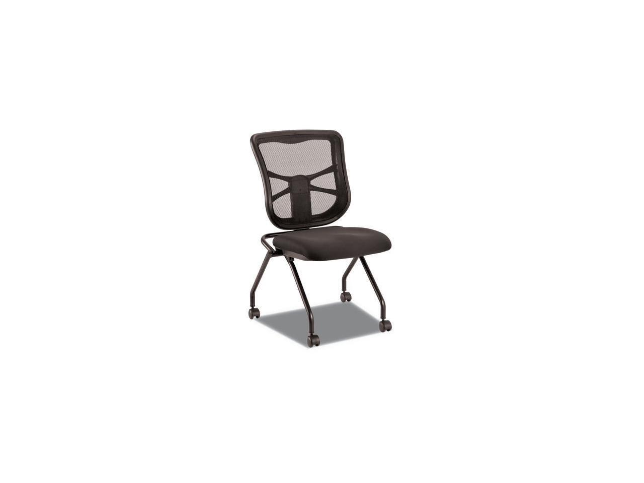 Alera ALEEL4915 Elusion Mesh Nesting Chairs, Black Seat / Black Back, Black Base
