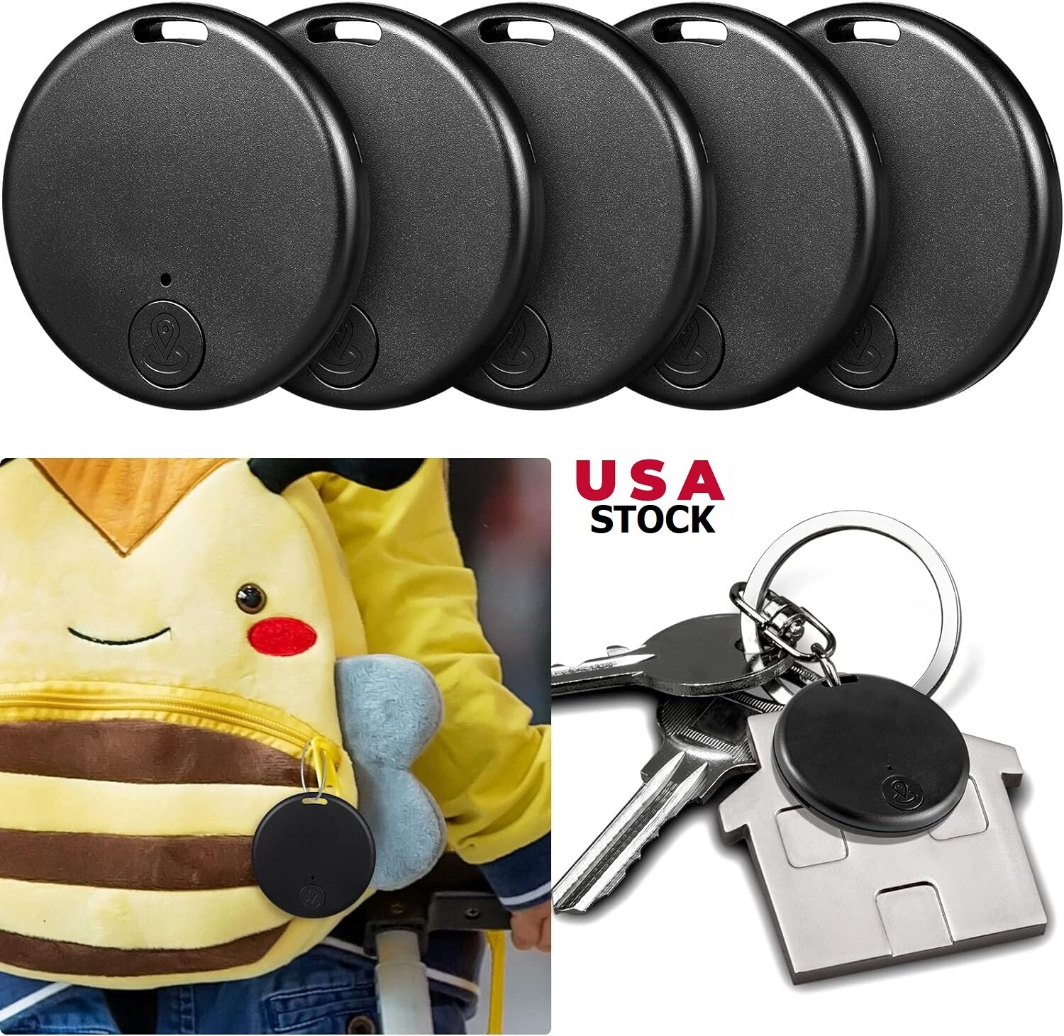 4× Mini Bluetooth GPS Tracking Air Tag Key Child Pet Finder Tracker Location USA
