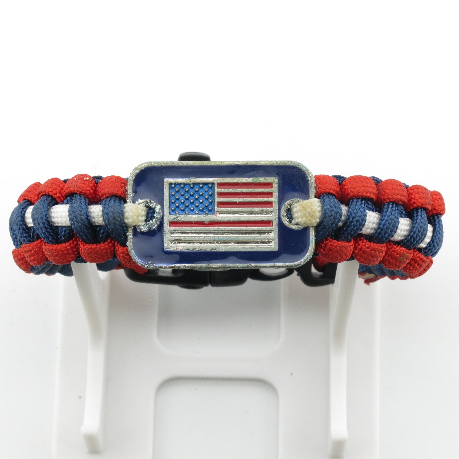 Patriotic Paracord Survival Bracelet – U.S. Flag – Red White Blue – Adjustable