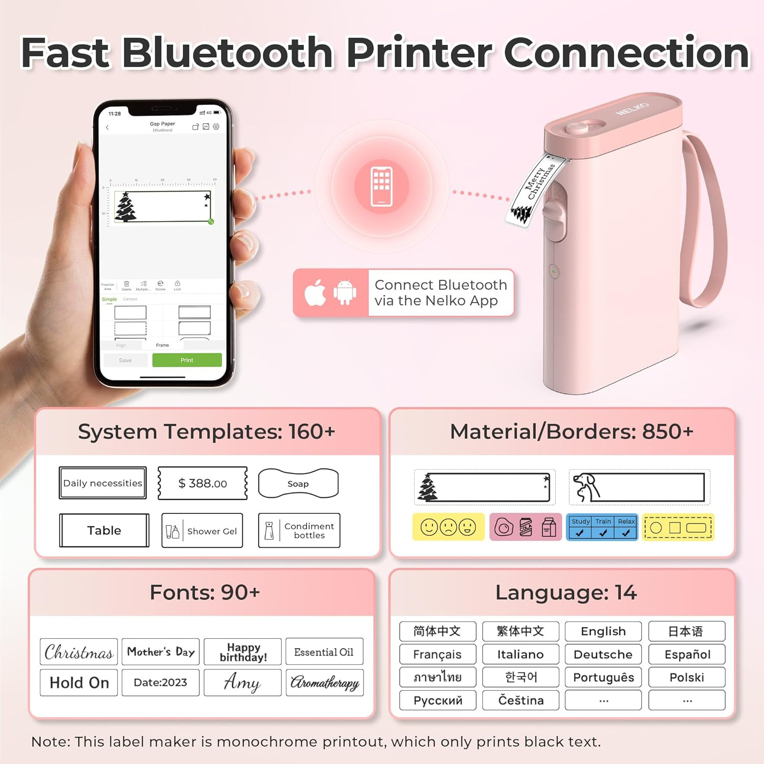 Label Maker Machine with Tape, P21 Bluetooth Label Printer, Wireless Mini Label