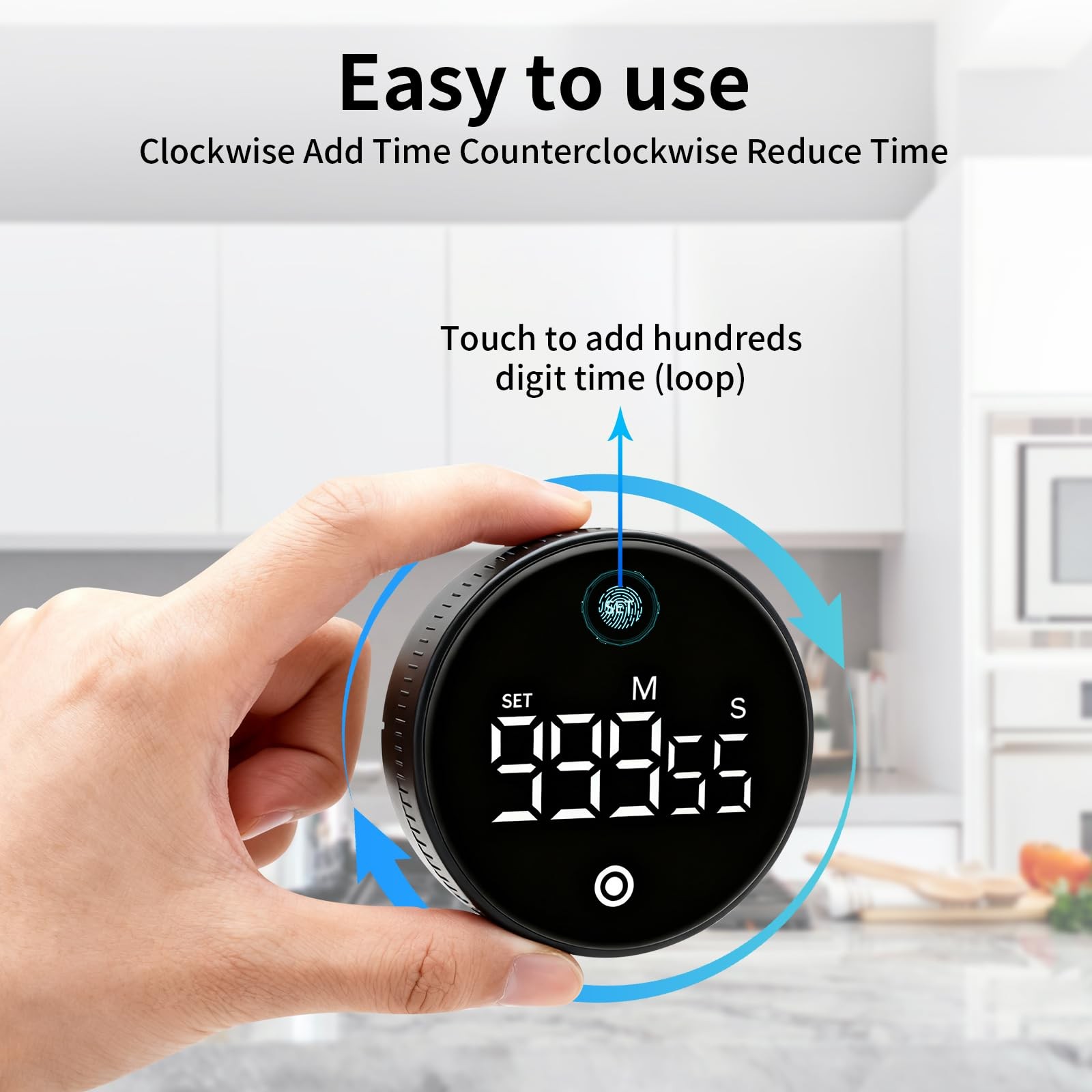 Digital Kitchen Timer, Magnetic Visual Countdown Countup Timer with Large LED...