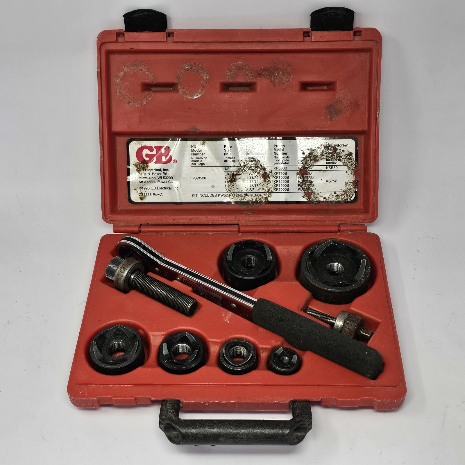 Gardner Bender Mechanical Hand Ratchet K.O. Set 1/2 in. to 2 in. KOW- 520