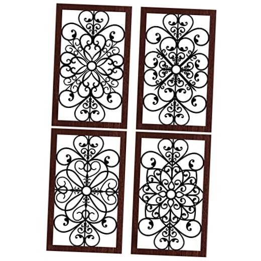 4 Pieces Thicken Rustic Wall Decor 11.8x7.3 Inch Dark Brown - Traditional Style
