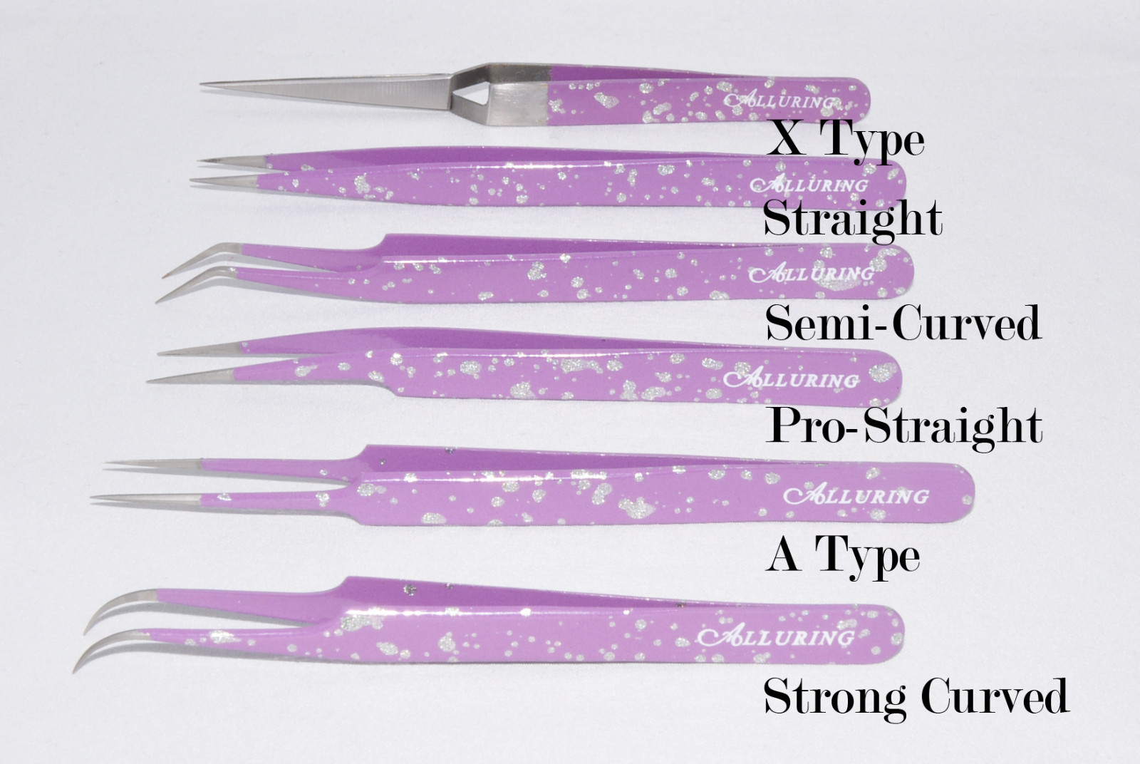Eyelash Extension Light Purple (Lilac) with Glitter Tweezers