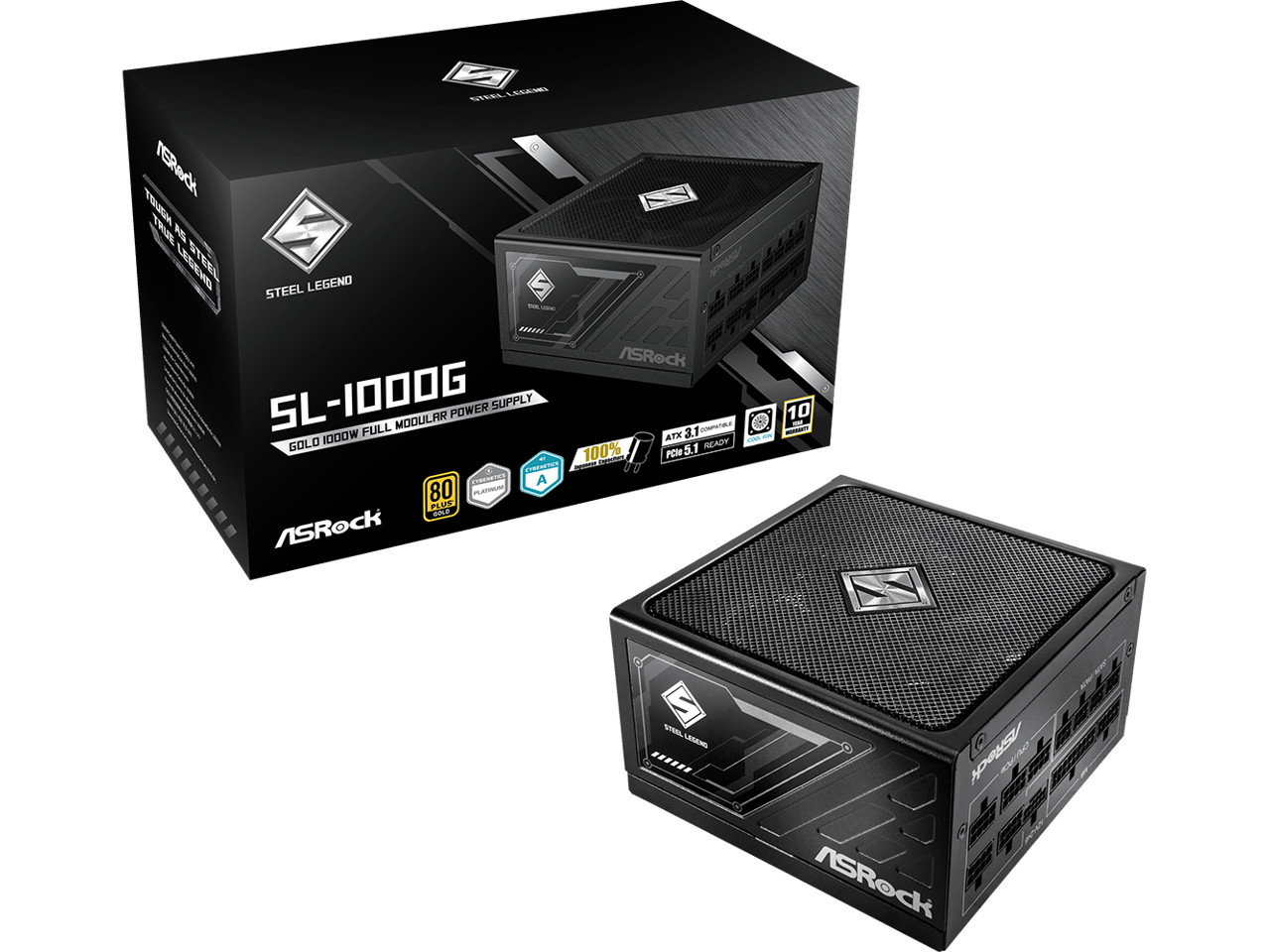 ASRock SL-1000G 1000 W ATX3.1 & PCIe5.1 80 PLUS GOLD Certified Full Modular Powe