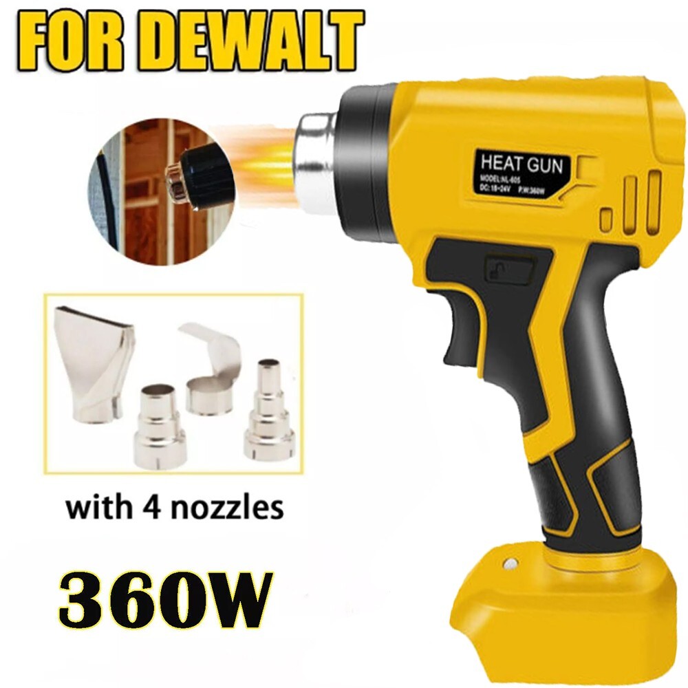 Cordless Heat Gun Hot Air Gun For Dewalt 20V Max Li-ion Battery w/4 Nozzles 360W