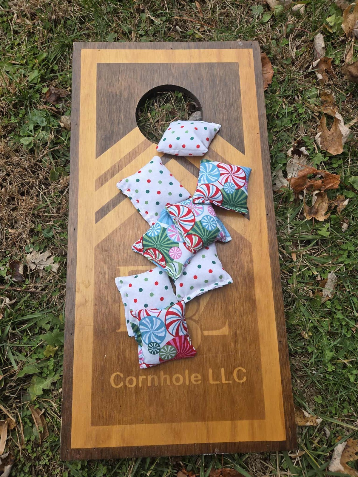 Peppermint Mini Cornhole Bags Christmas 3" mini