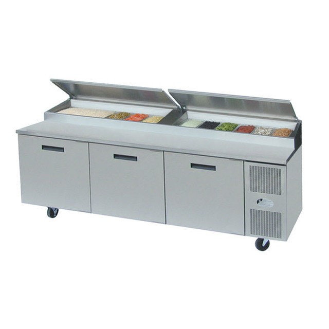 Randell 8395N-290 - 95"W Three Section Solid Hinged Door Prep Table 28.18 Cu.Ft