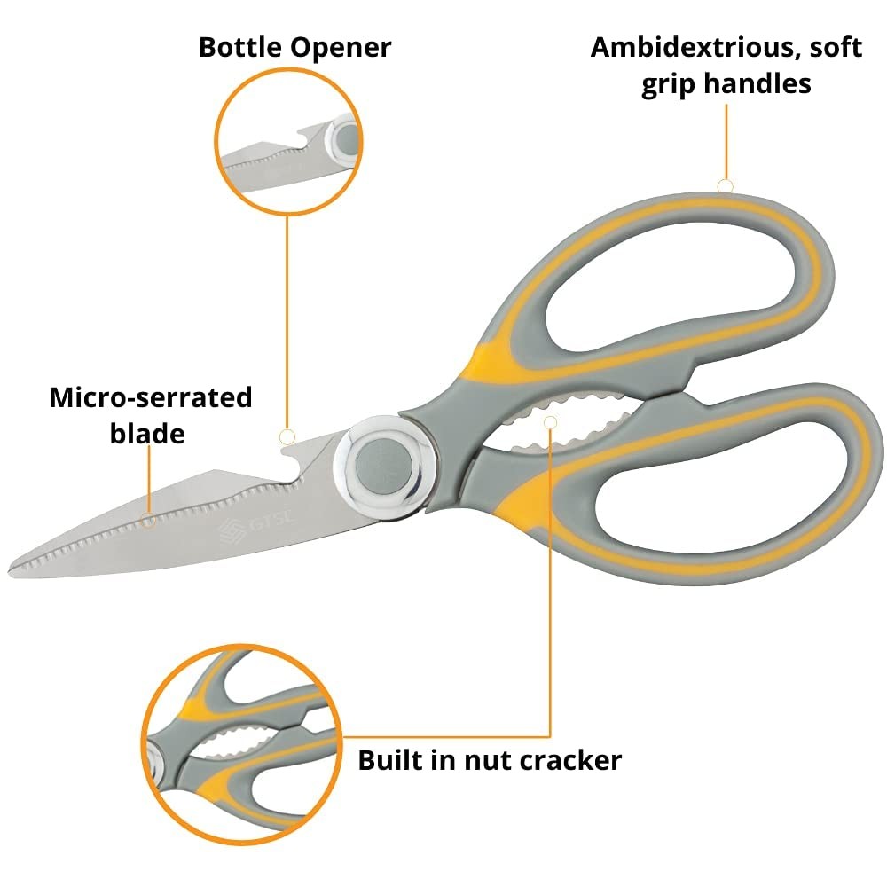 Heavy Duty Kitchen Scissors Sharp Stainless Steel Blades Comfort Grip