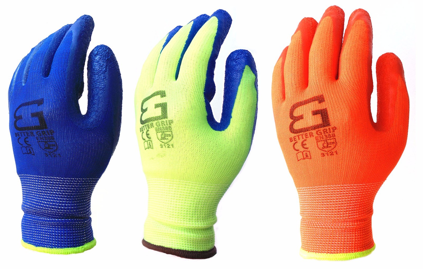 Better Grip Glove Textured Latex Coating Gripping Gloves, 6 -Pairs Pack-BGSCL