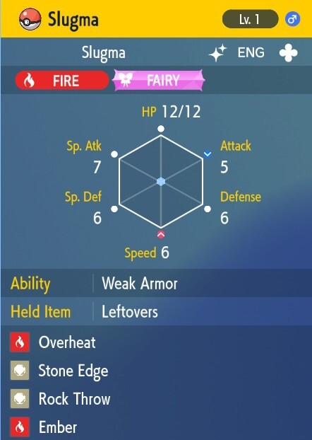Pokemon Scarlet and Violet 6iv Shiny Max EV Slugma