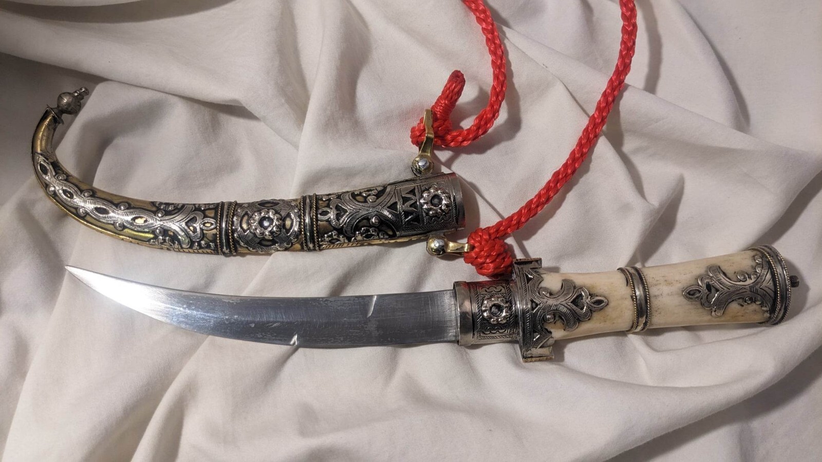 Authentic 12-1/4" Morocco Dagger Khanjar Handmade Silver Dagger Berber BEAUTIFUL