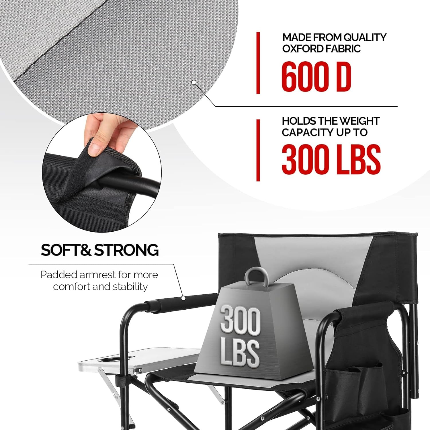22in Directors Camping Chair Folding Chair Aluminum Frame with Portable Bag