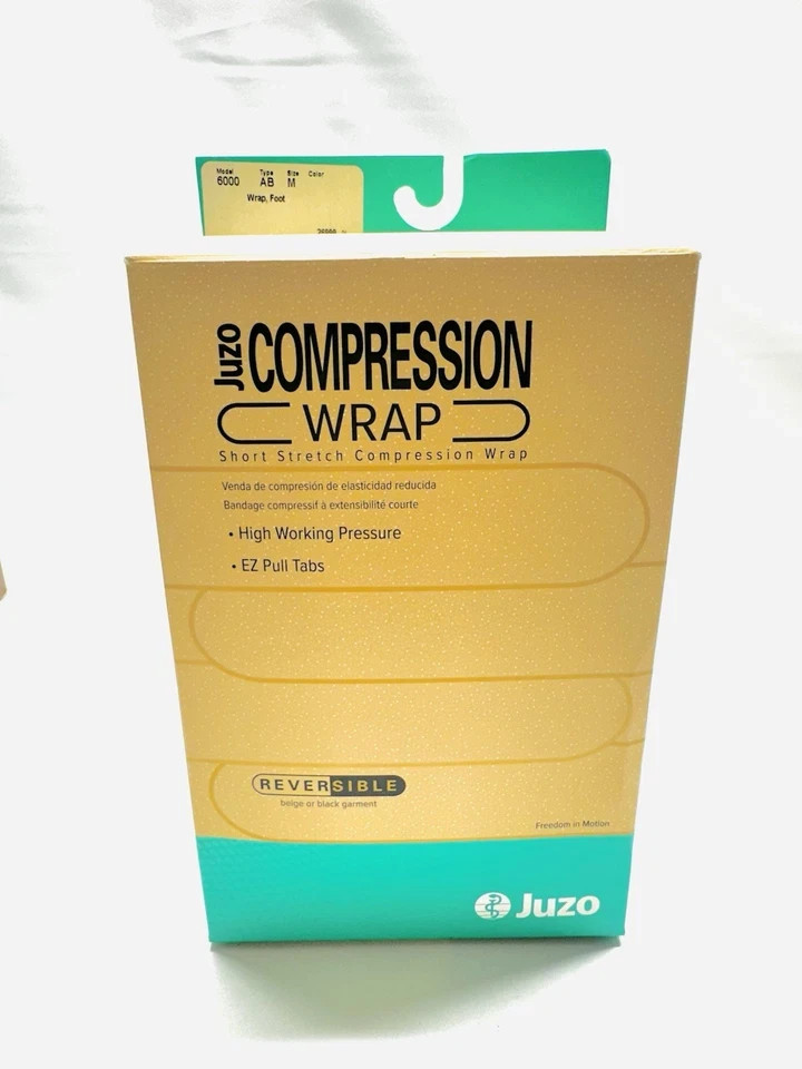 Juzo Foot Compression Wrap 6000 BDR Size MEDIUM Color Black