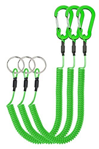 3 Pack Retractable Coiled Lanyard with Carabiner for Outdoor Fishing Camping