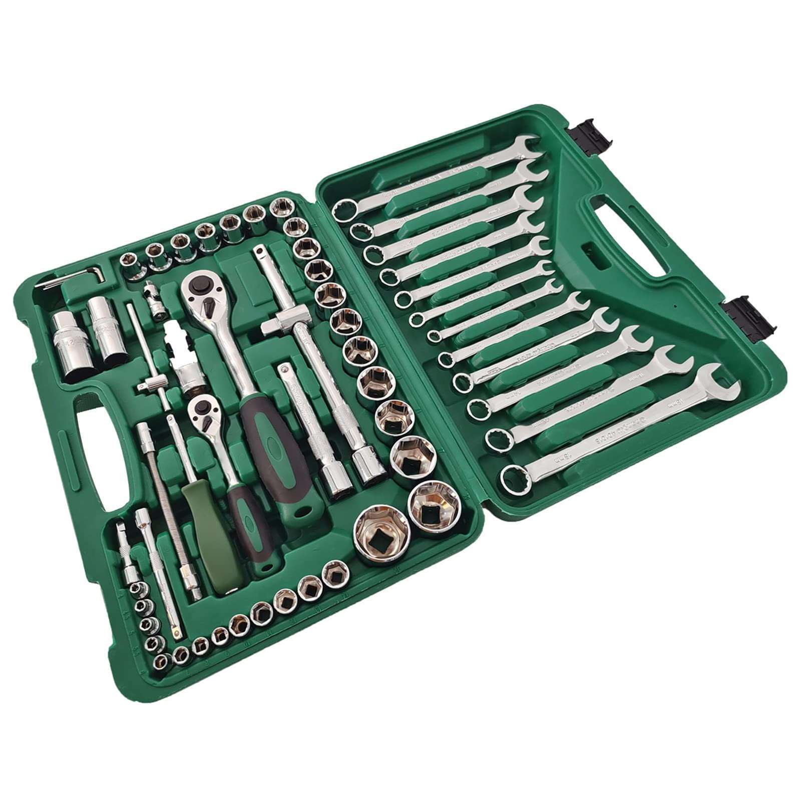 61Piece Cr-V Steel Wrench Set 1/4inch 1/2inch Ratchet Set Drive Sockets Tool Set