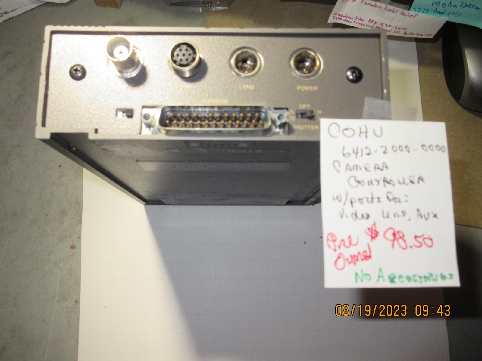 COHU CAMERA CONTROLLER 6412-2000-0000, PRE OWNED, USED