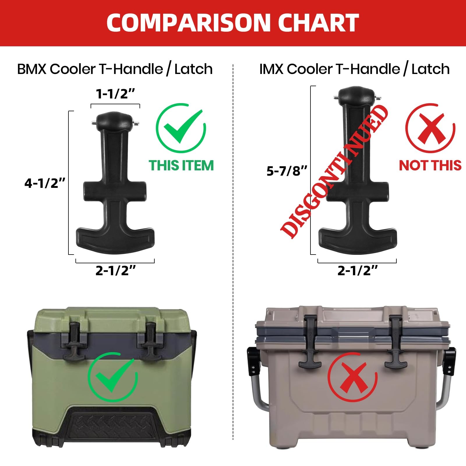 (2-Pack) T-Latch Handle Cooler, Durable Rubber & Easy Installation, Verify Mo...