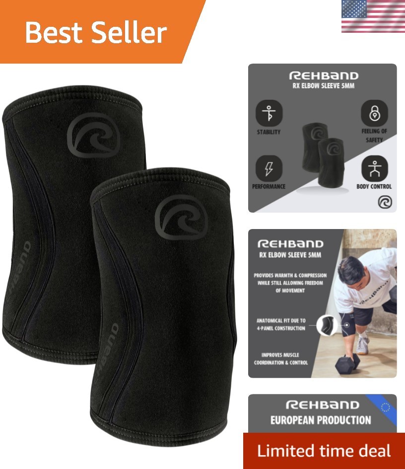 Elbow 5mm Compression Sleeve, Neoprene Sleeves for Weightlifting, Anatomical ...
