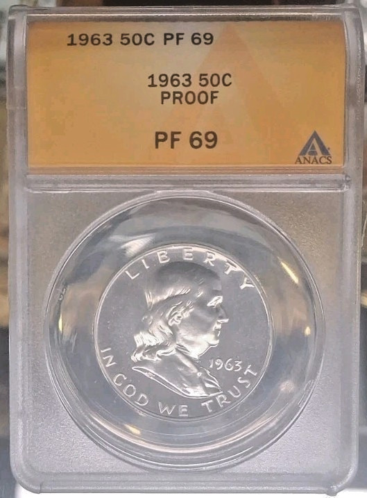 1963 Franklin Silver Half Dollar Proof - ANACS PF 69 - B18