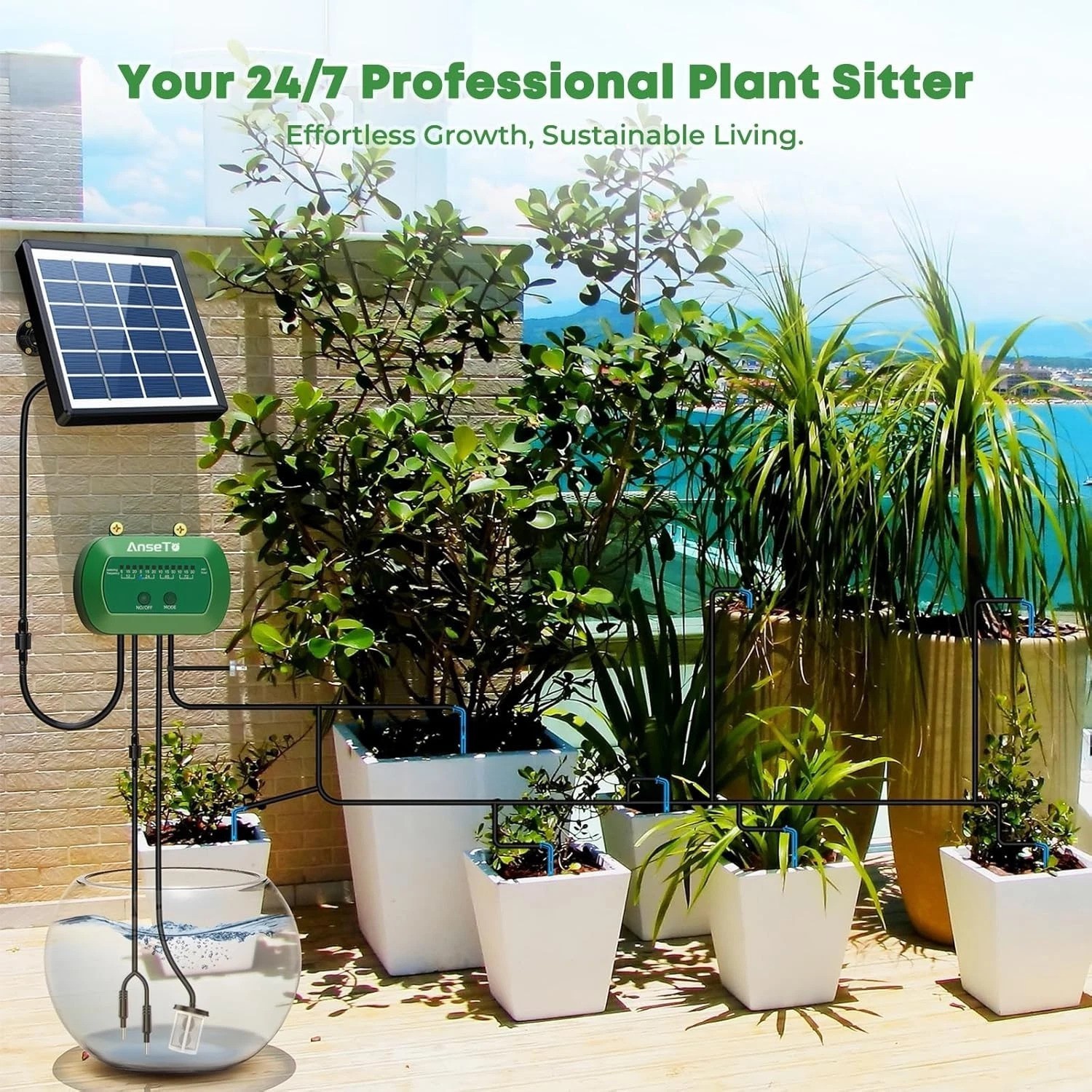 Solar Drip Irrigation System, Automatic Watering Kit with Split Design & Anti...