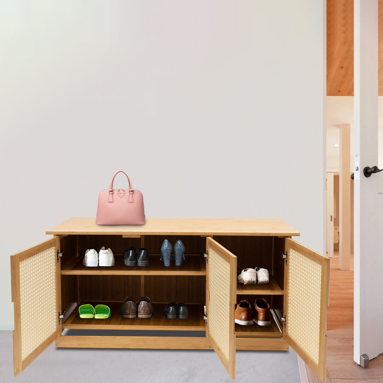 Bamboo Shoe Rack Bench Storag Organizer Entryway Hallway Bench Seat Shelf