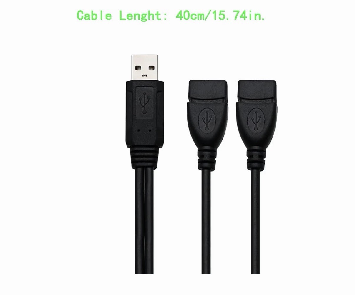 USB 2.0 A Male To 2 Dual USB Female Jack Y Splitter Hub Power Adapter Cable Lot
