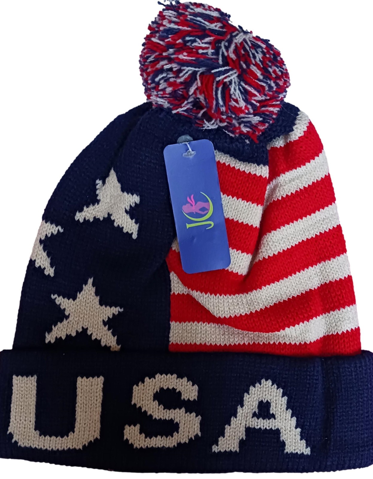NEW Adult USA Stars and Stripes Beanie Acrylic Hat
