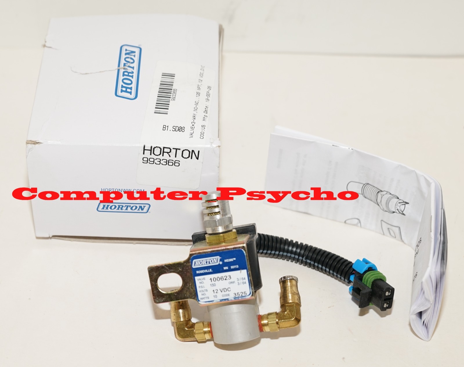 HORTON 12 VOLTS 3 WAY FAN CLUTCH SOLENOID VALVE 125 NPFT 3912993366 3912-993366