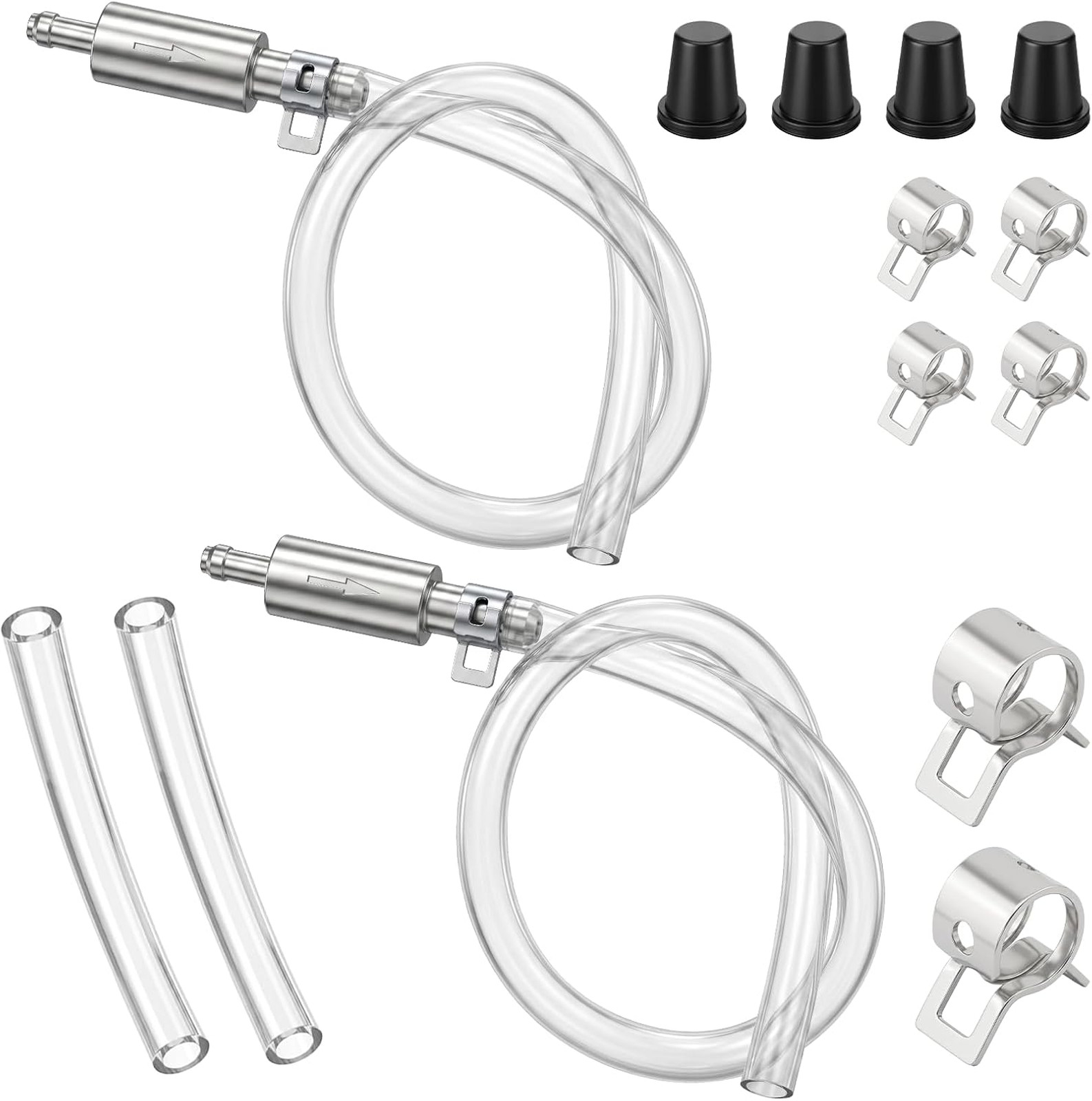 Brake Bleeder Kit Aluminum Valve Pvc Hose Screw Caps Metal Clips Two Set for