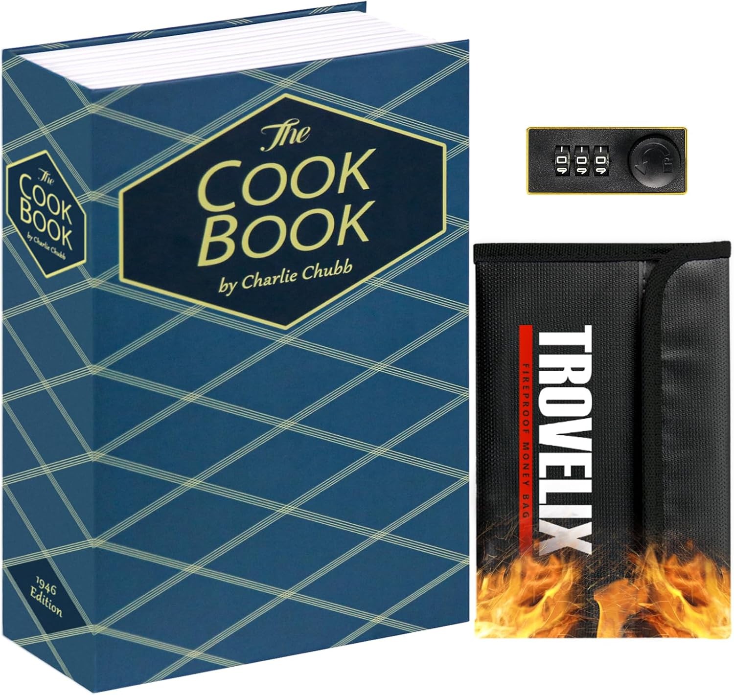 Book Safe with Combination Lock, Hidden Safe (9.5 x 6.2 x 2.2 Inch) with