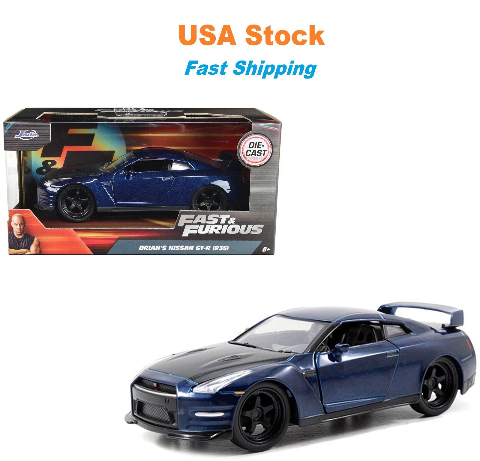 Fast And Furious 2009 Brian's Nissan GT-R Hard Top JADA 97037 Diecast 5", 1:32