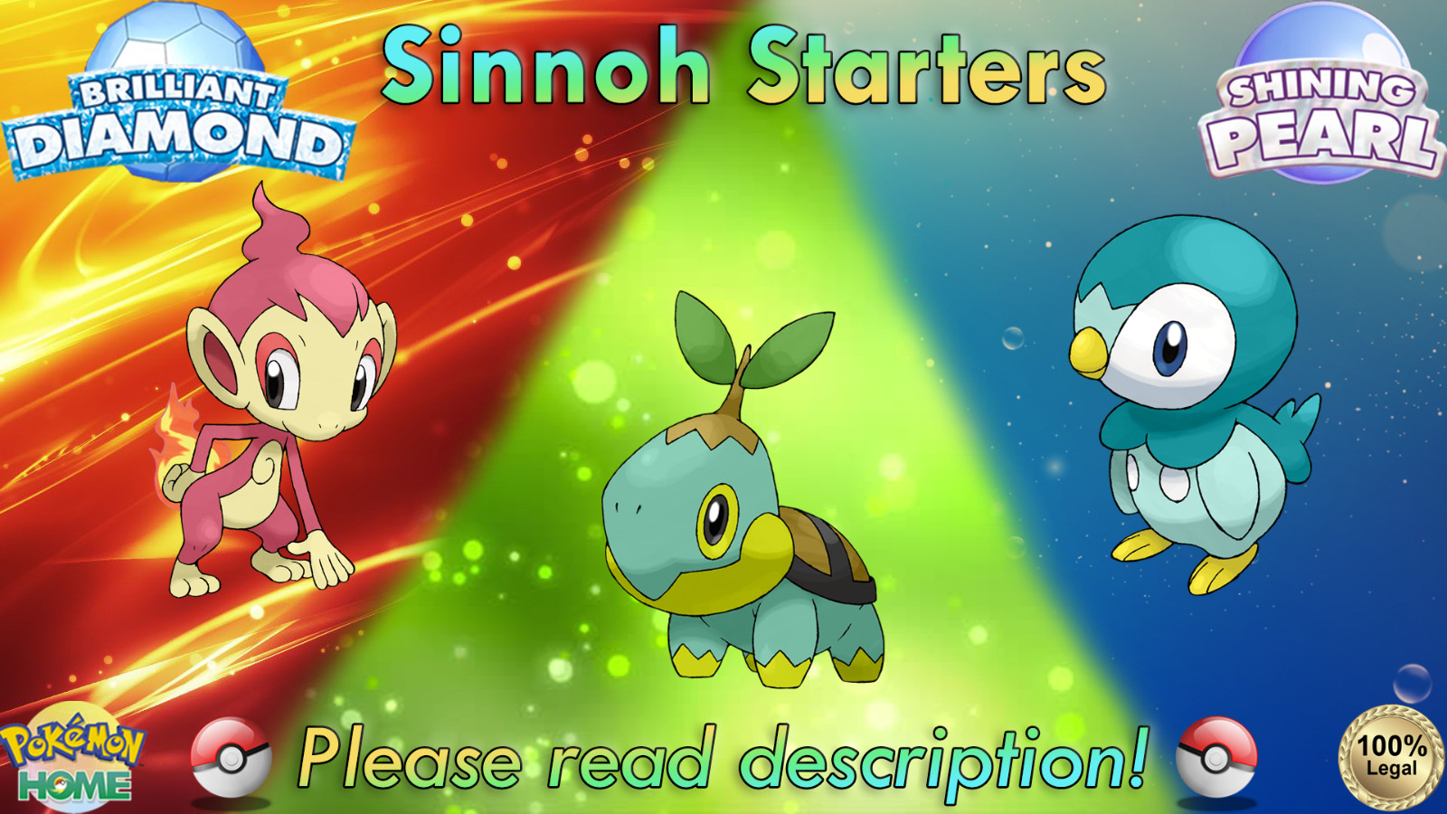 💎Shiny Non-shiny Turtwig Chimchar Piplup 6IV Pack Bundle💎 BD SP (💯Legal)