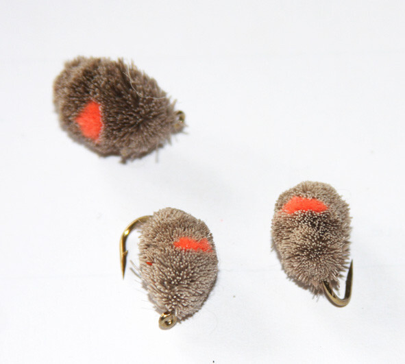6 x Carp Dog Biscuit Deer Hair Flies Orange Spot  4 6 8 10 &12 carp trout