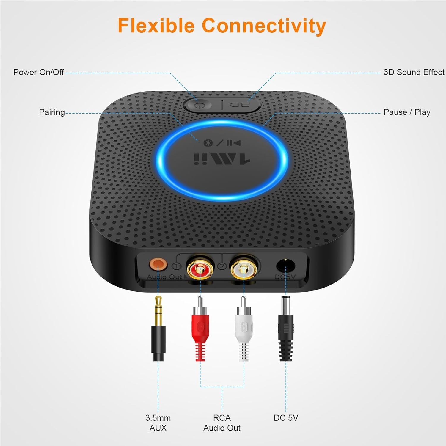 Hi-Fi Wireless Audio Adapter - 3D Surround Bluetooth Receiver, Alexa Compatible
