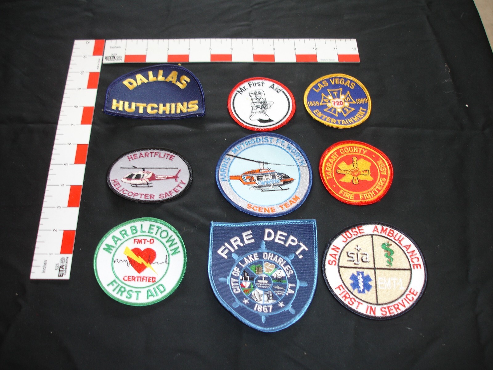 firefighting rescue fire department vintage patch set
