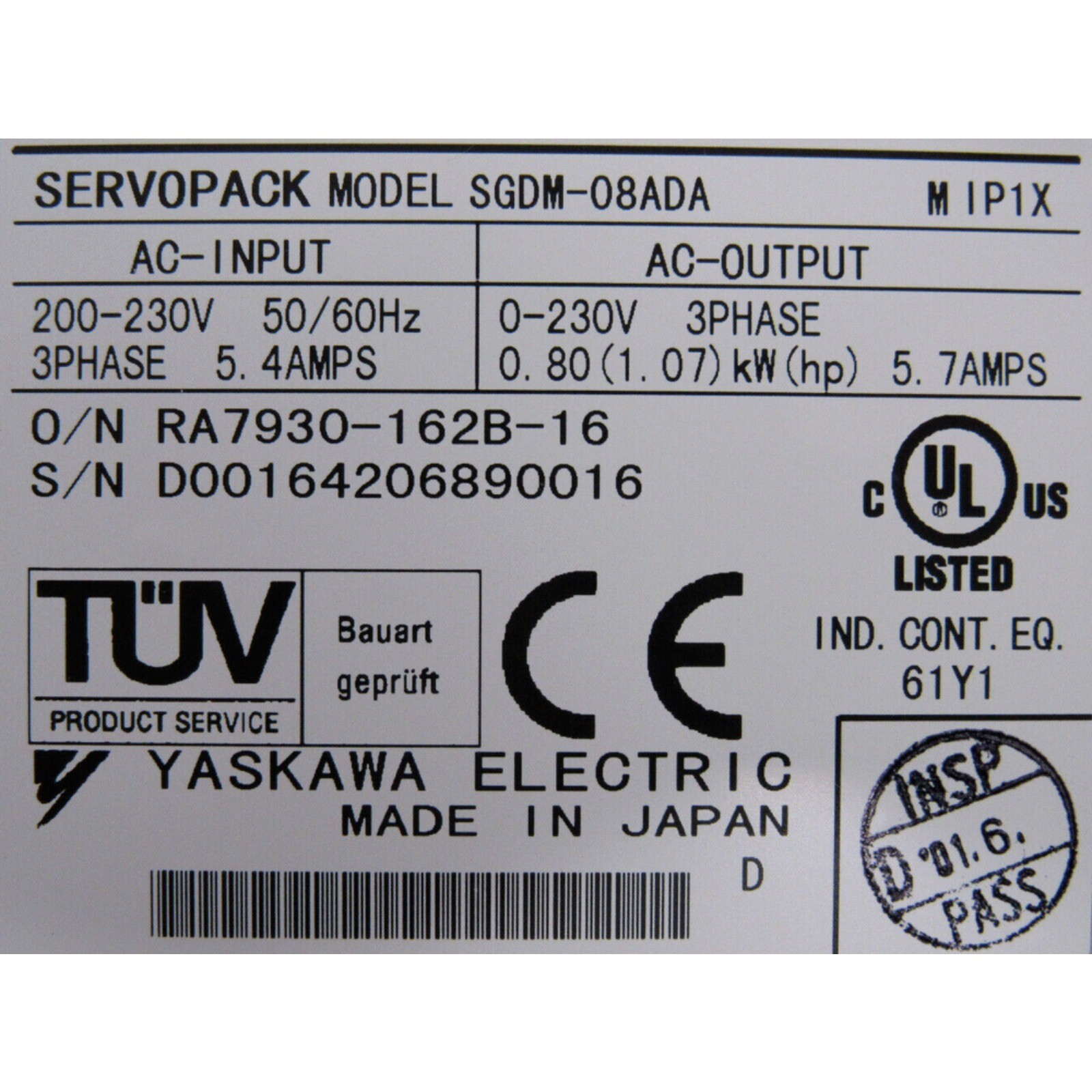 YASKAWA SGDM-08ADA NEW IN BOX SGDM08ADA SERVO DRIVE