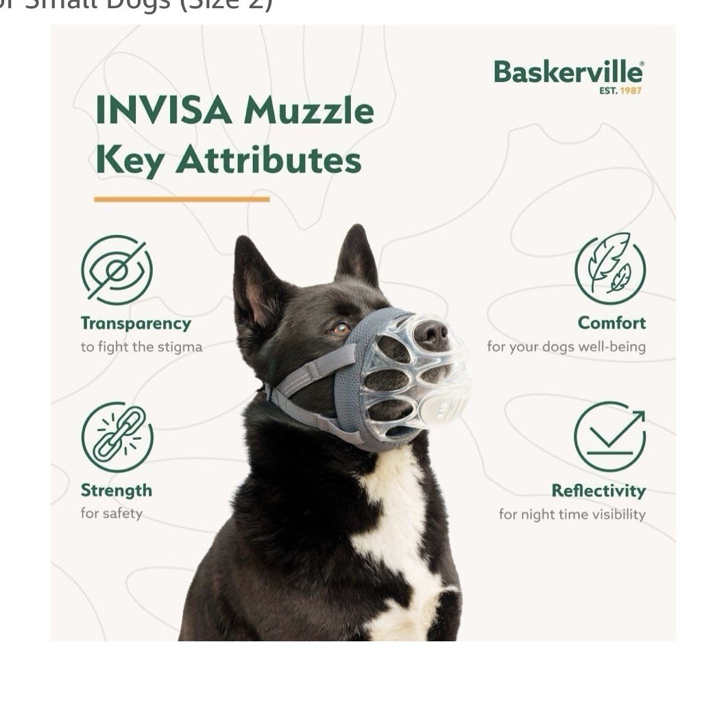 Baskerville INVISA Basket Dog Muzzle NWT SZ 6