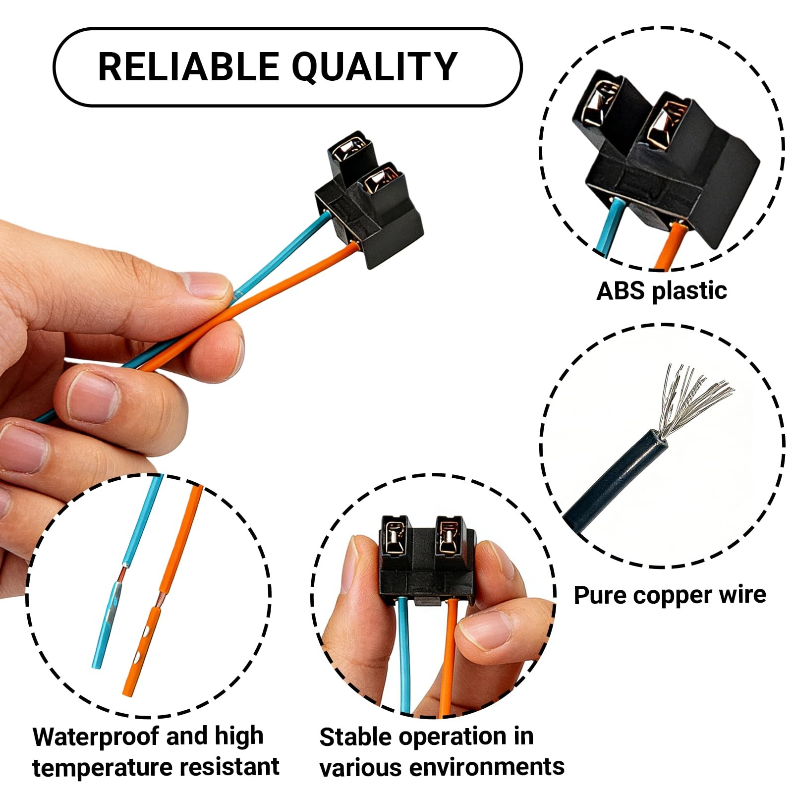 KoiLuvGo 2PCS H7 Bulb Socket, Socket Harness Extension Kit, Black