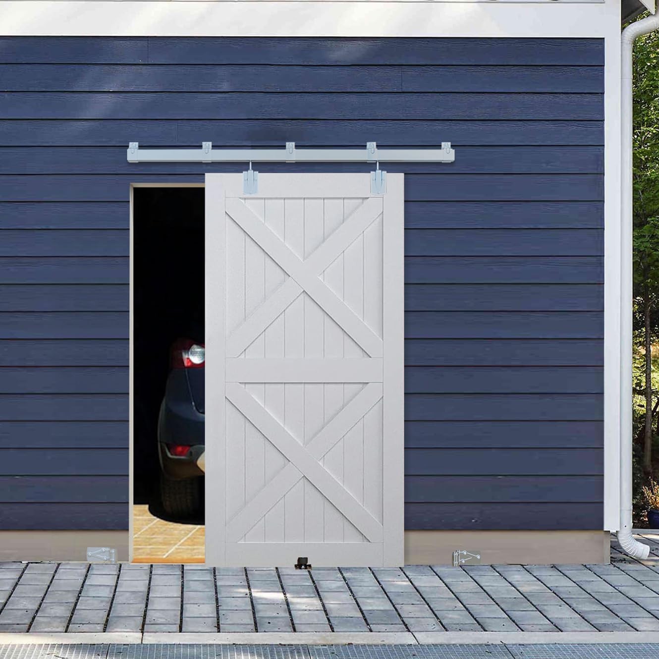 BARNSMITH 6FT Sliding Barn Door Hardware Kit Heavy Duty Track Wall Mount Silver
