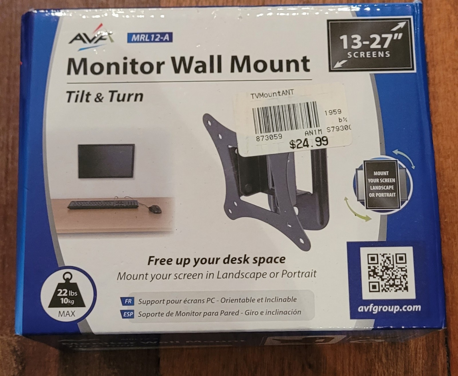 Tilt and Turn Monitor Wall Mount for 13 - 27 In. Screens