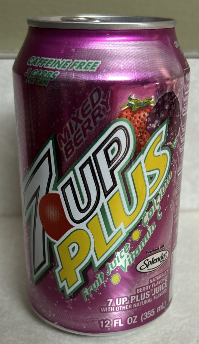 Vintage 7UP PLUS MIXED BERRY 12oz. Empty Aluminum Pull Tab Soda Can