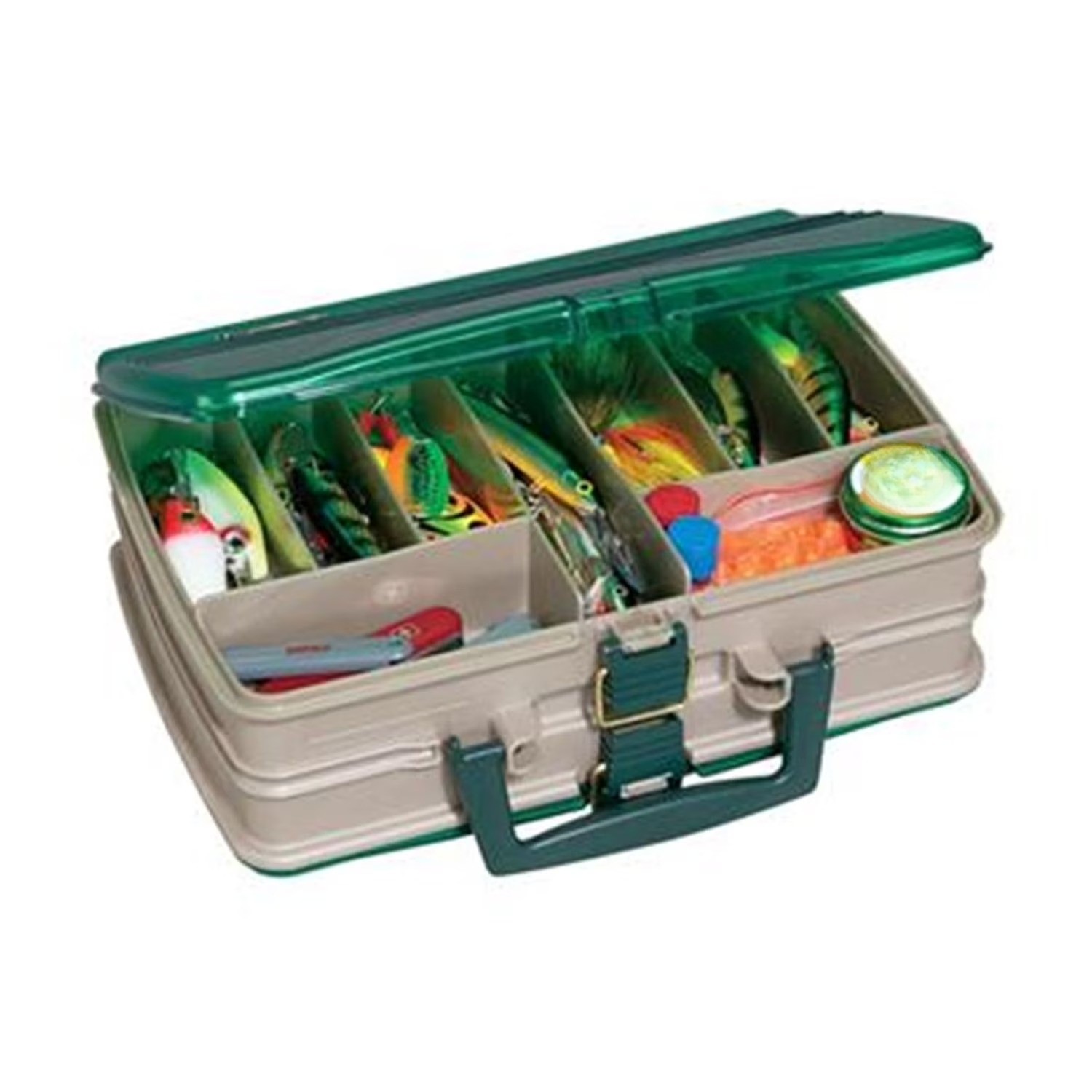 Synergy Double Sided Fishing Satchel Tackle Box, Green / White