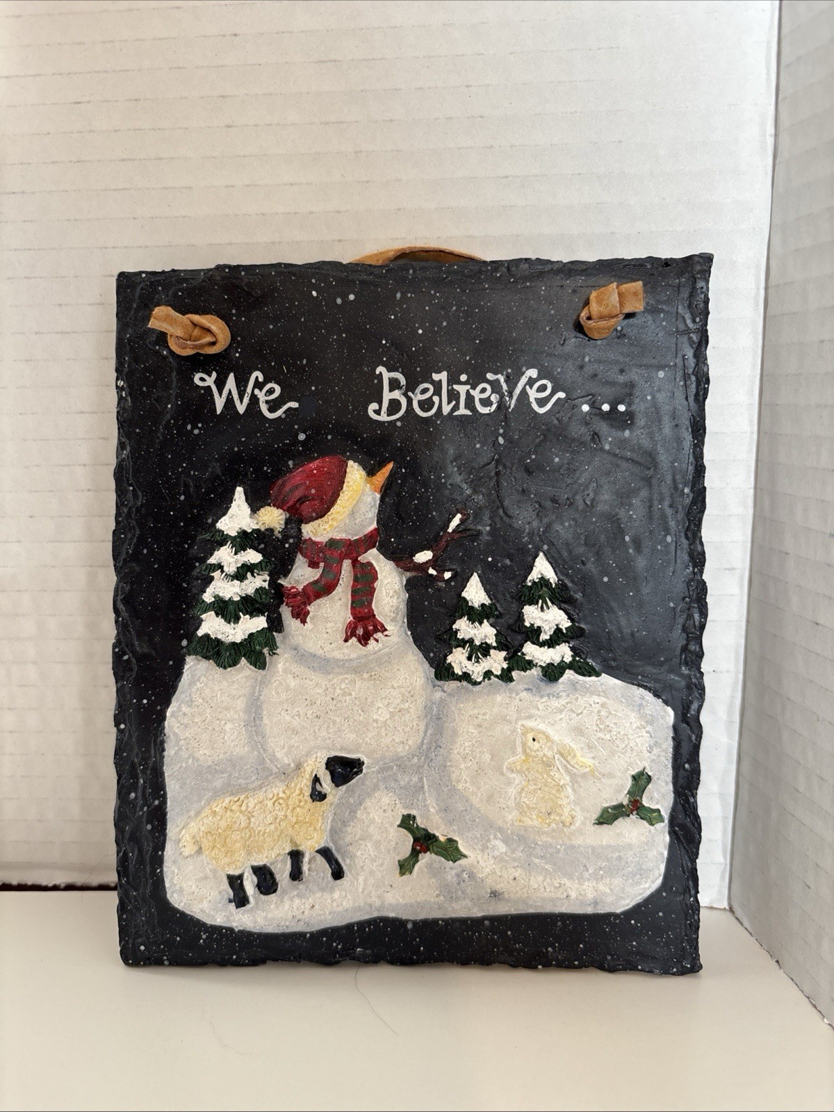Merry Christmas & We Believe & Let It Snow. Three Wall Plaques w/ Santa /Snowmen