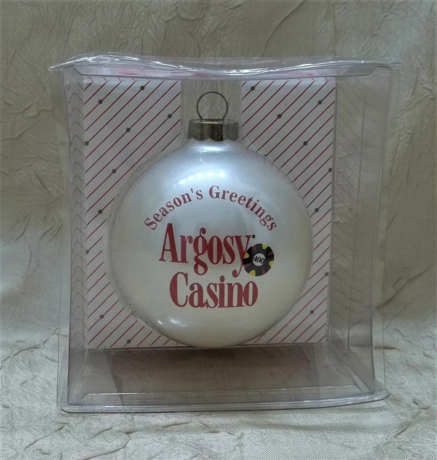 Argosy Casino Season's Greetings Christmas Ornament Glass Ball Holiday New