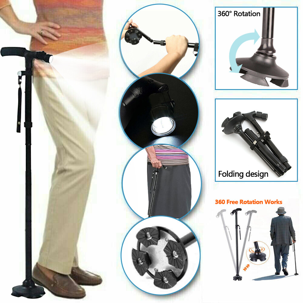 Expandable Adjustable LED Walking Cane Foldable Anti-Slip Safety Walking Stick