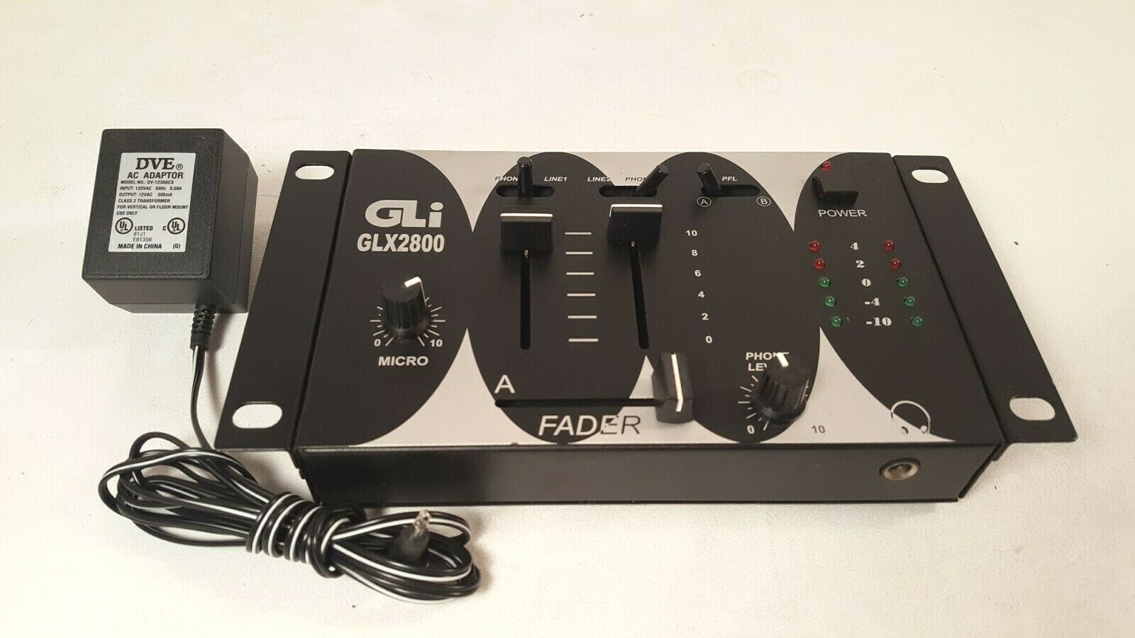 GLI GLX2800 Audio DJ Mixer  With power adapter.