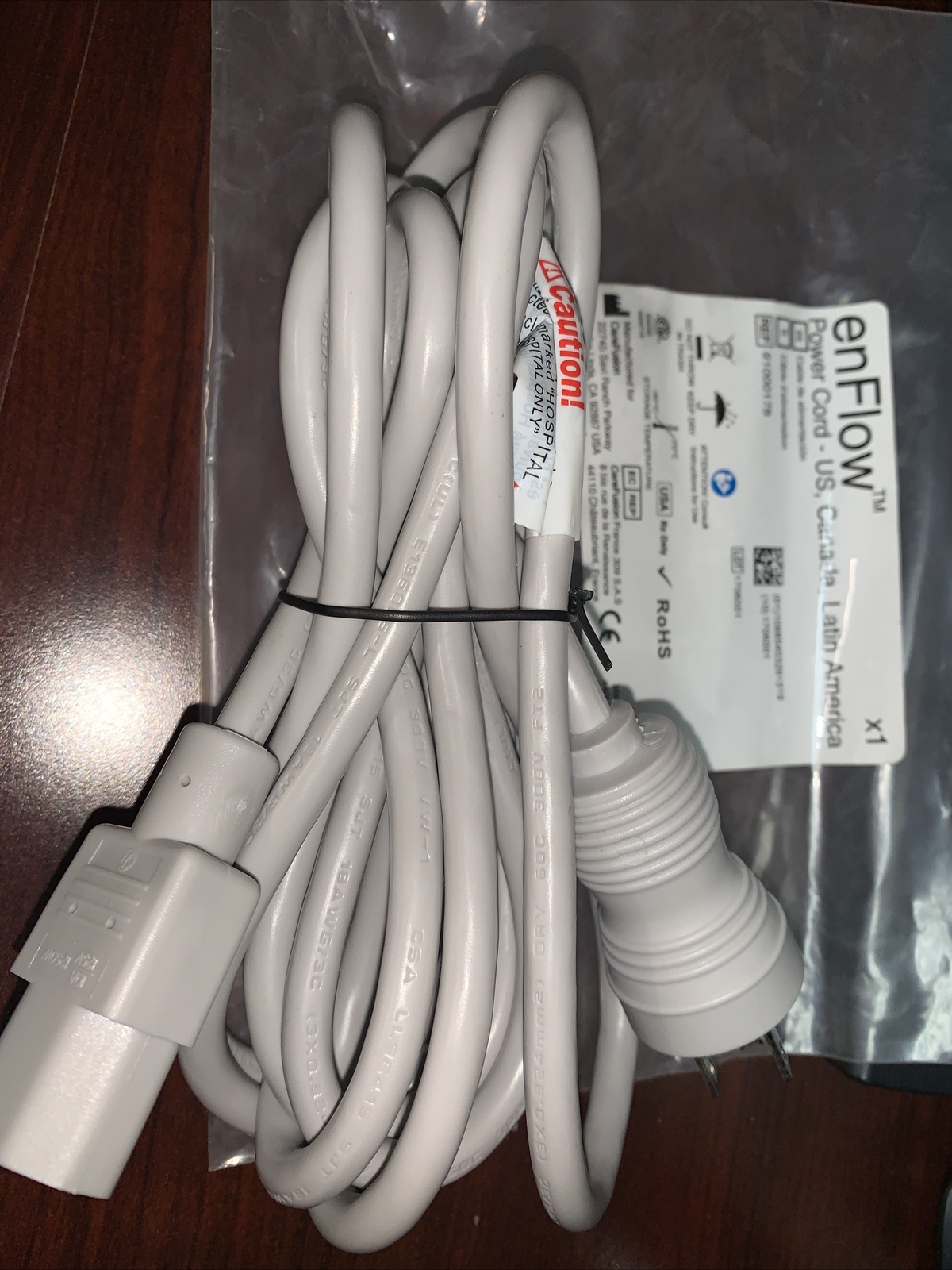 MEDICAL GRADE POWER CORD, 6 FOOT, GREY, NEW!