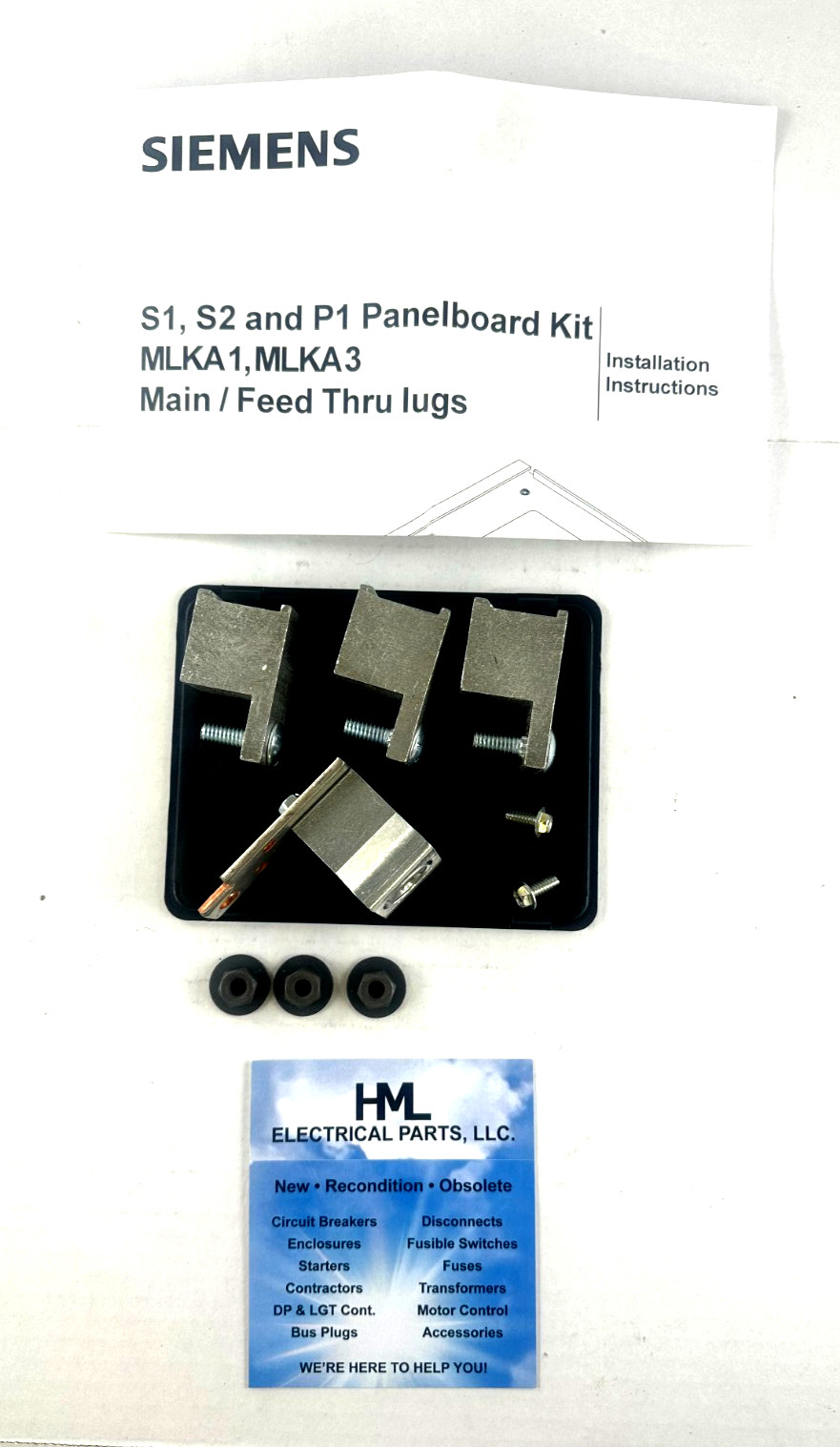 SIEMENS, MLKA3,  P1/S1/S2 LUG KIT, 6AWG to 350KCMIL 3Ph 125/250A *NEW