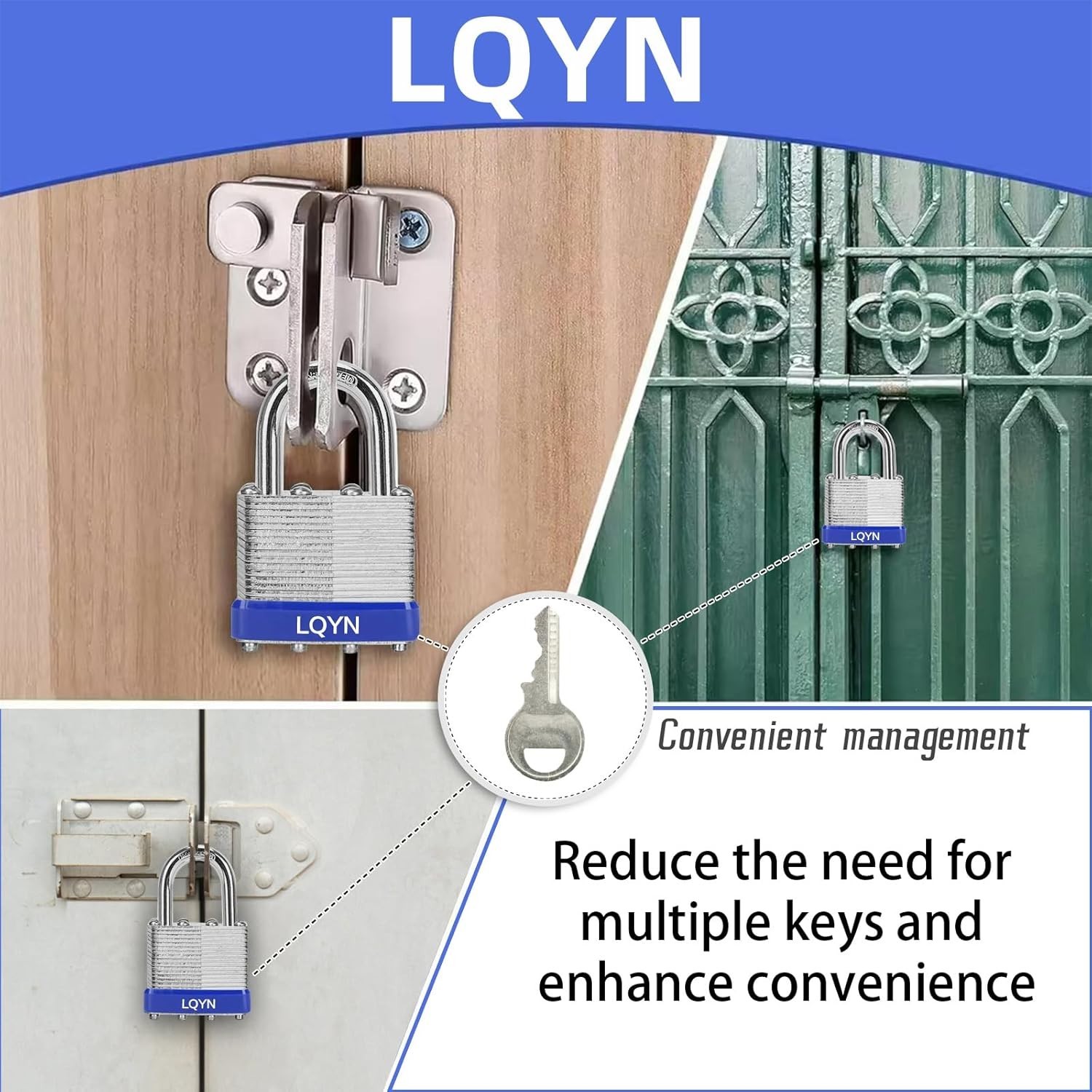 Padlocks with Same Key 6 Pcs Laminated Keyed Padlock 40mm Keyed Alike Set